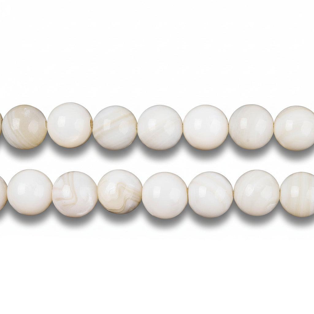 Schelp Kralen Rond Off White / Beige 8mm - per stuk-Kralen-Kraaltjes van Renate