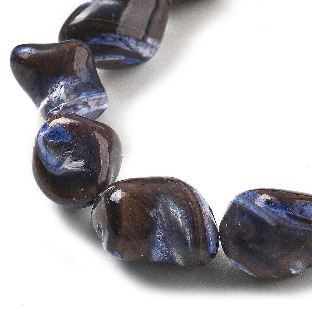 Schelp Kralen Kauri Blauw 22mm - per streng (± 21 stuks)-Kralen-Kraaltjes van Renate