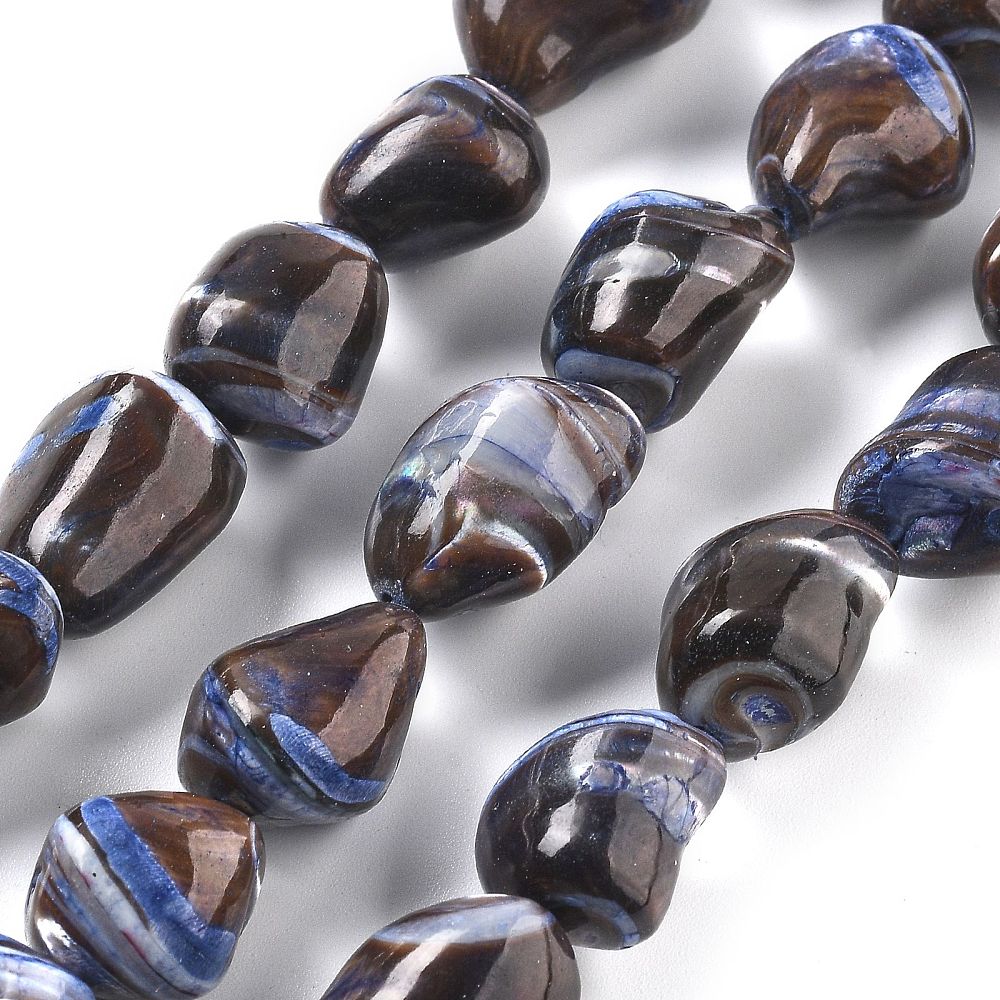 Schelp Kralen Kauri Blauw 22mm - per streng (± 21 stuks)-Kralen-Kraaltjes van Renate