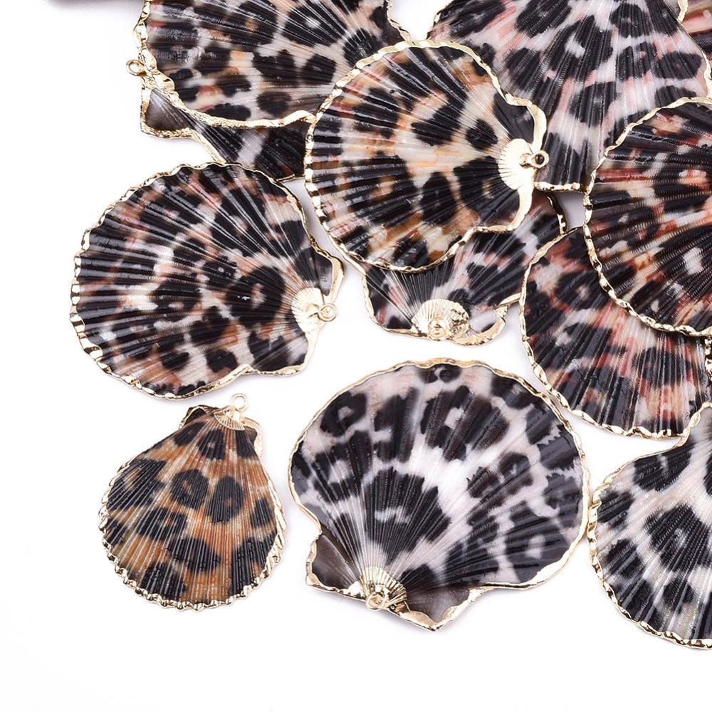 Schelp bedel XL Leopard-Goud ±45x40mm-Kralen-Kraaltjes van Renate