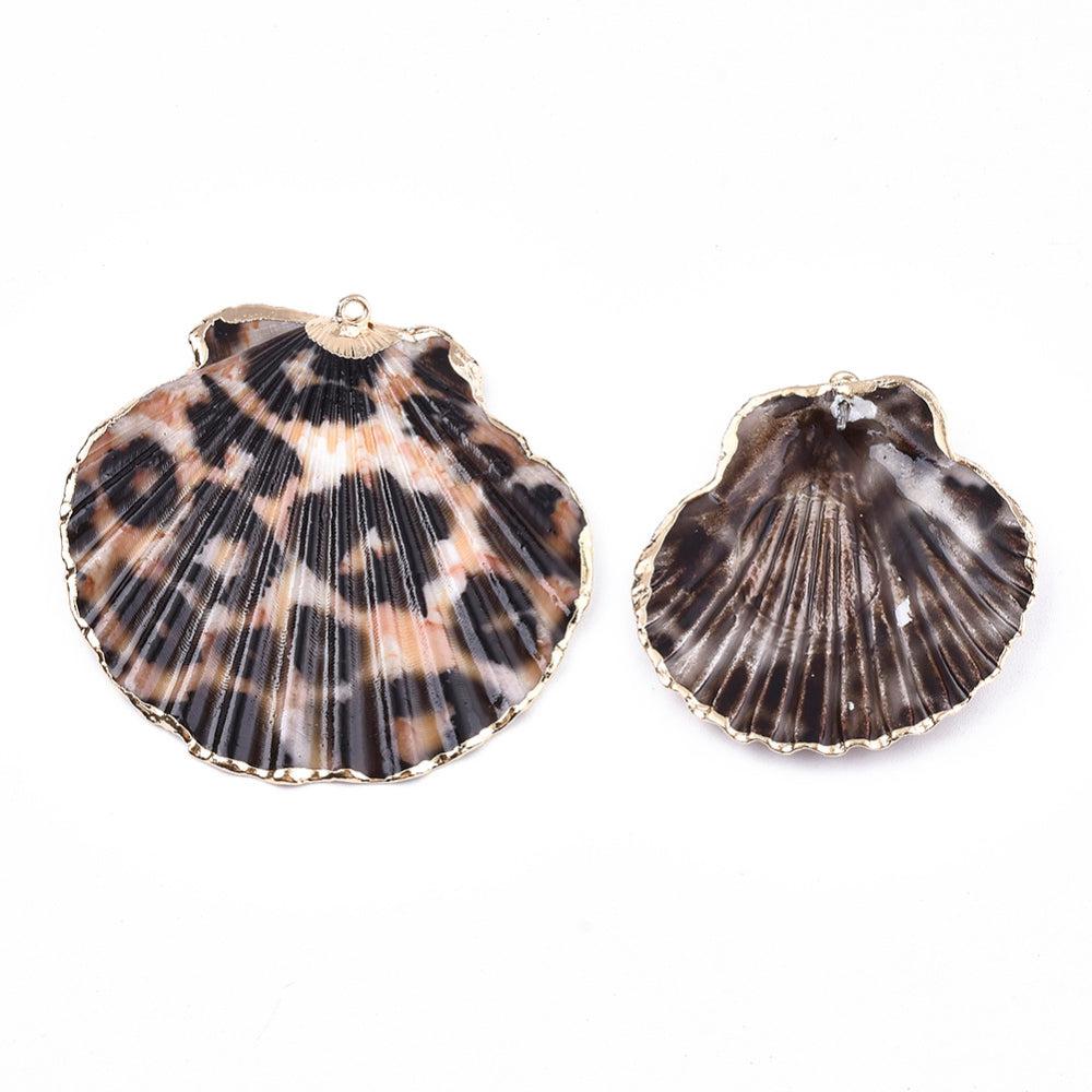 Schelp bedel XL Leopard-Goud ±45x40mm-Kralen-Kraaltjes van Renate
