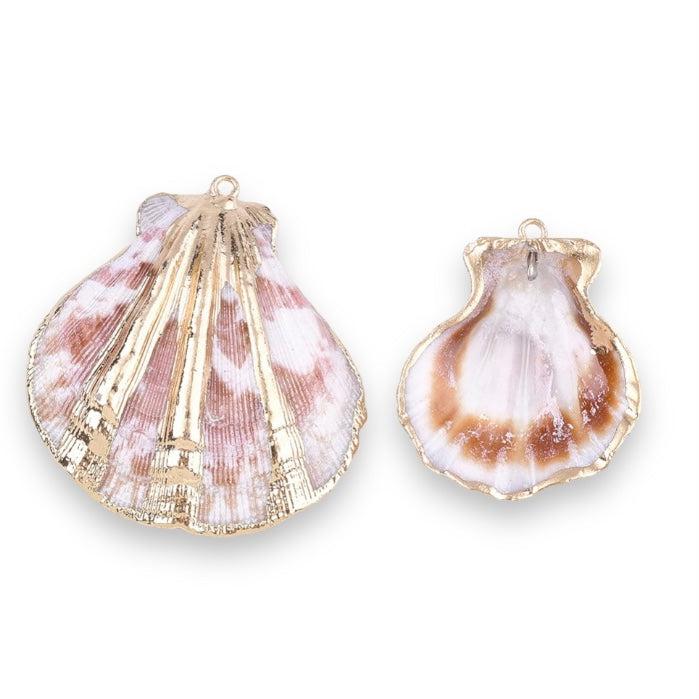 Schelp bedel XL Roze-Goud ±45x40mm-Kralen-Kraaltjes van Renate