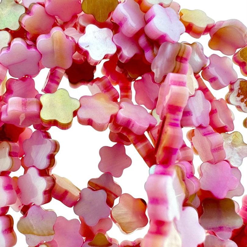 Schelp bloemetje pink 8x3mm - per stuk-Kralen-Kraaltjes van Renate