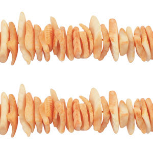 Schelp chip kralen Orange 4-13x1-3mm - ±10cm-Kralen-Kraaltjes van Renate