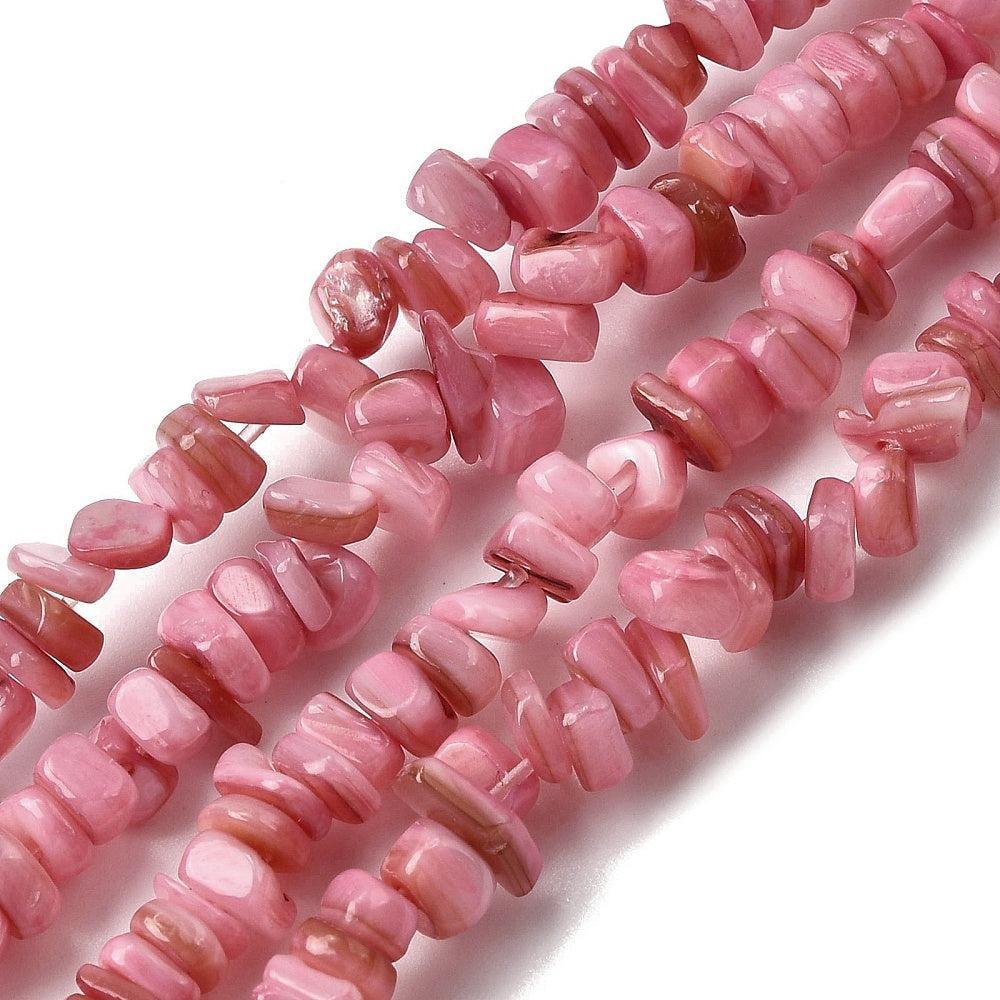 Schelp chip kralen Pearl Pink 4.5-9mm - ±9cm-Kralen-Kraaltjes van Renate