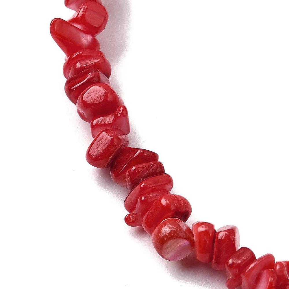 Schelp chip kralen Rood 4.5-9x4,5-7mm - ±10cm-Kralen-Kraaltjes van Renate