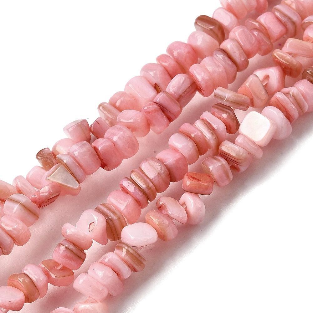 Schelp chip kralen Zalm 4.5-9x4,5-7mm - ±10cm-Kralen-Kraaltjes van Renate