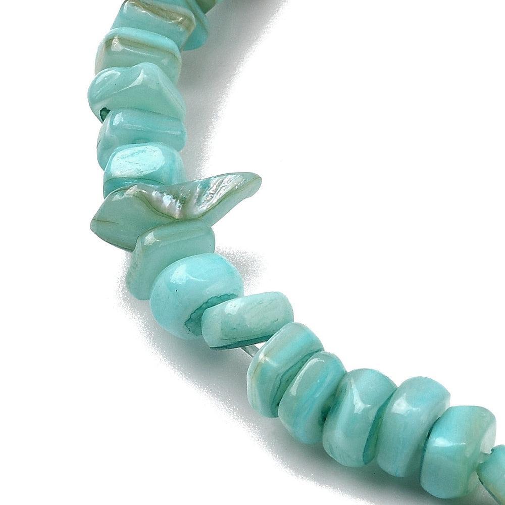 Schelp chip kralen Turquoise 4.5-9x4,5-7mm - ±10cm-Kralen-Kraaltjes van Renate