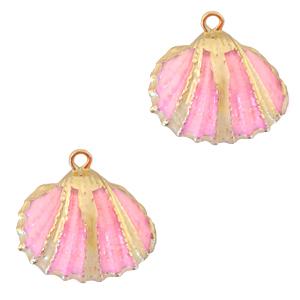 Schelp hanger Kokkel Gold-Rose ±20x22mm-Kraaltjes van Renate