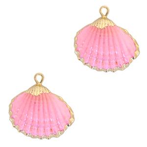 Schelp hanger Kokkel Gold-Rose ±20x22mm-Kraaltjes van Renate