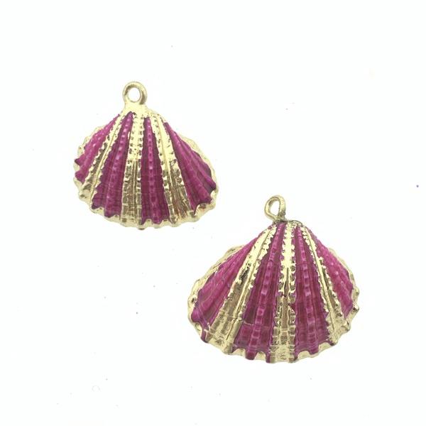 Schelp hanger Kokkel Roze-Goud ±25x25mm-Kraaltjes van Renate