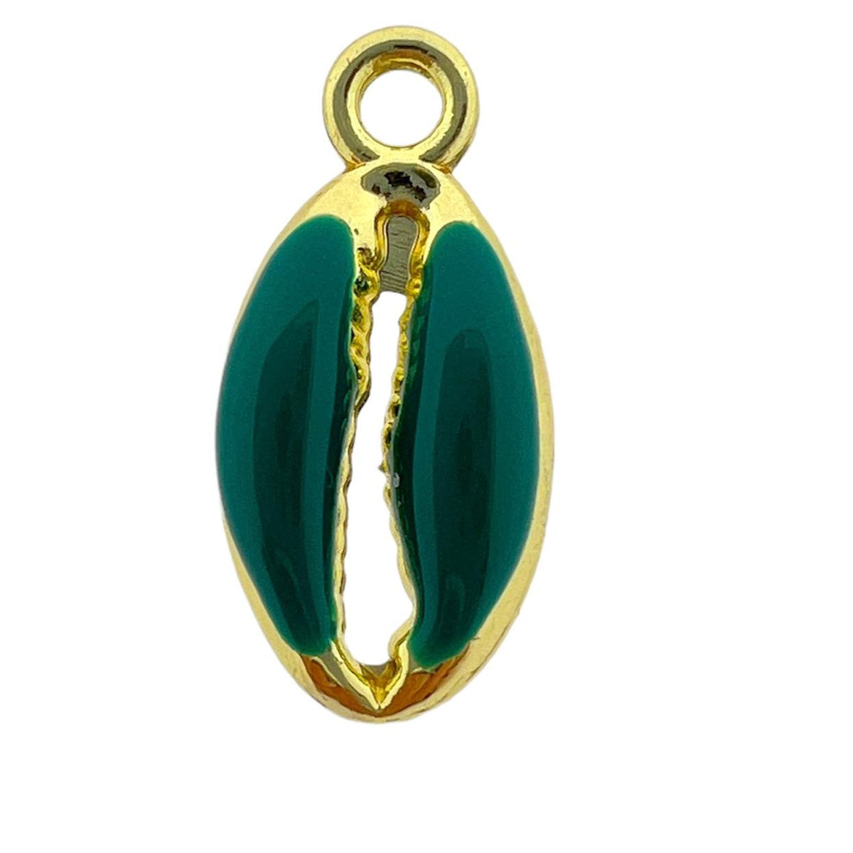 Schelp hanger emaille kauri mini goud-groen ±13x8mm-bedels-Kraaltjes van Renate