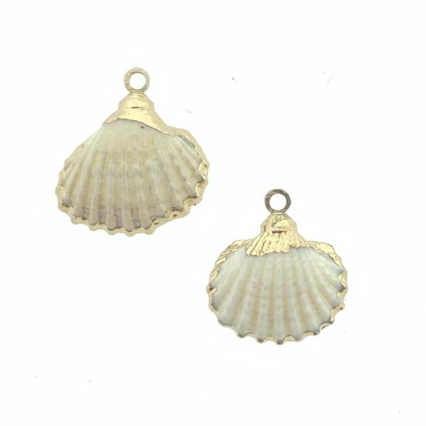 Schelp hanger mini Kokkel Gold-Naturel ±15x15mm-Kraaltjes van Renate