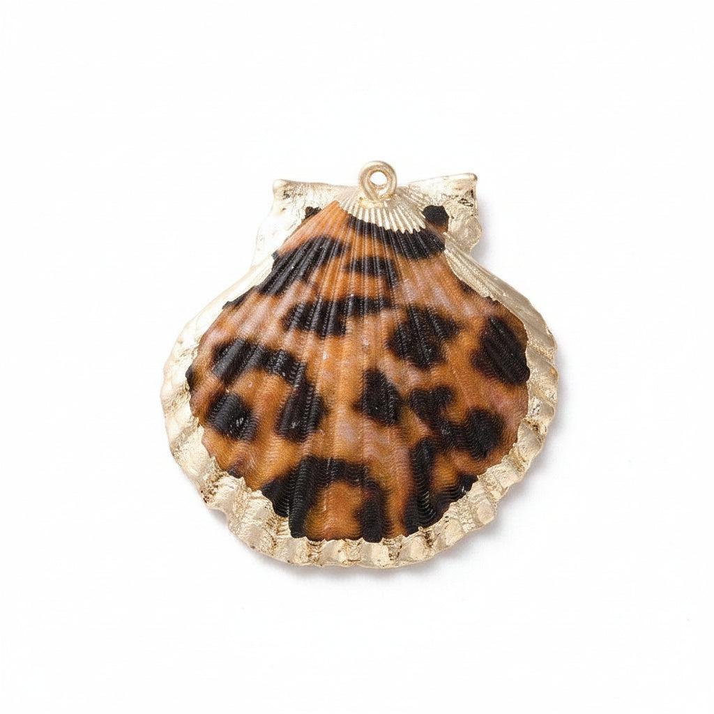 Schelp hanger panterprint goud XL 45mm - per stuk-Kralen-Kraaltjes van Renate