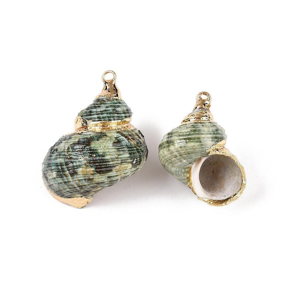 Schelp hanger sea green 25mm - per stuk-Kralen-Kraaltjes van Renate