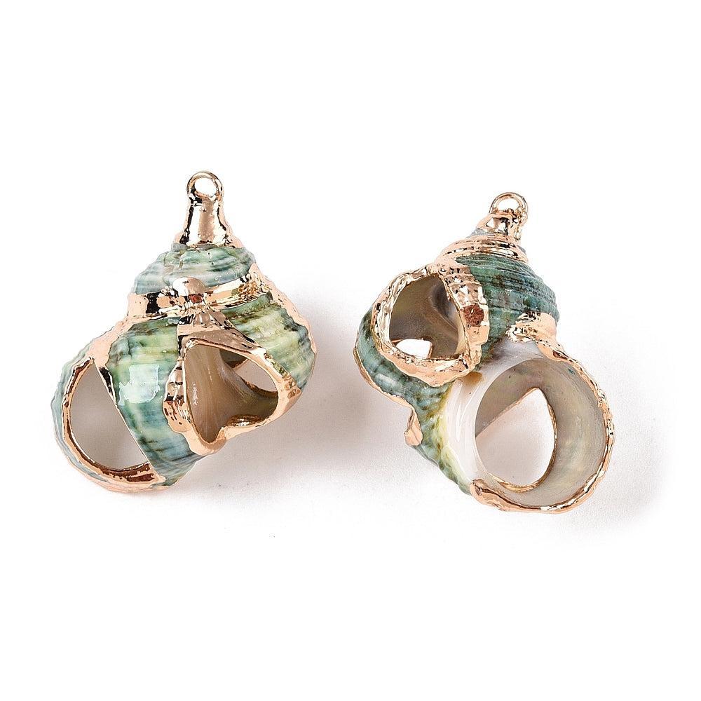 Schelp hanger sea green 30mm - per stuk-Kralen-Kraaltjes van Renate
