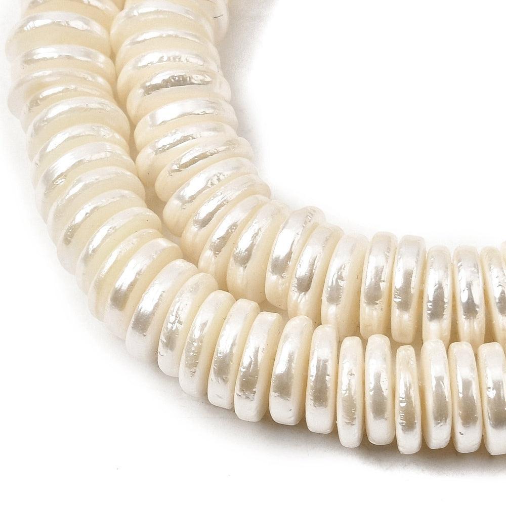 Schelp kralen Heishi Disc Parelmoer wit 7x2mm - 10 stuks-Kralen-Kraaltjes van Renate