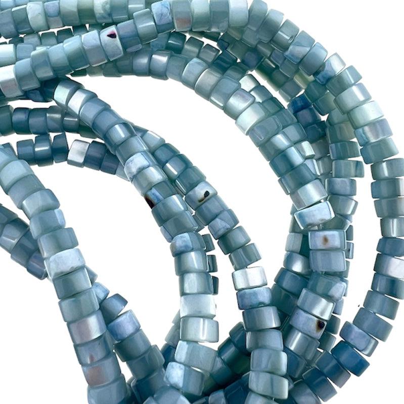 Schelp kralen discs blauw 4x2mm- per 10 stuks-Kralen-Kraaltjes van Renate