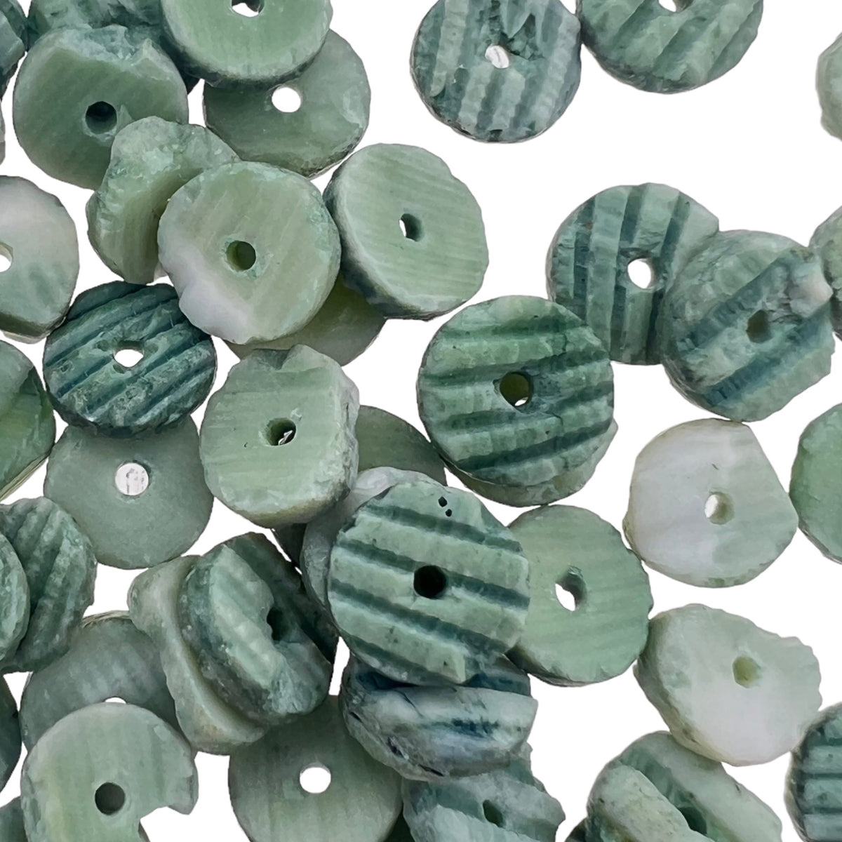 Schelp kralen discs green 6mm ±50 stuks-Kralen-Kraaltjes van Renate