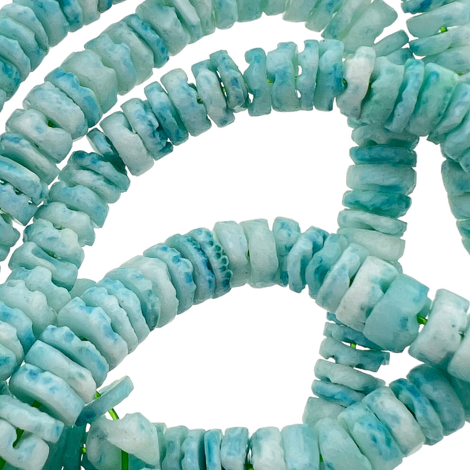 Schelp kralen discs turquoise 6mm ±50 stuks-Kralen-Kraaltjes van Renate