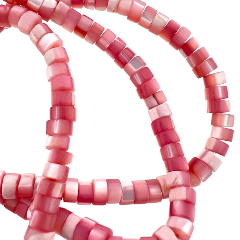 Schelp kralen discs violet rood 4x2mm- per 10 stuks-Kralen-Kraaltjes van Renate