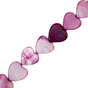 Schelp kralen hartje Purple 8mm-Kraaltjes van Renate