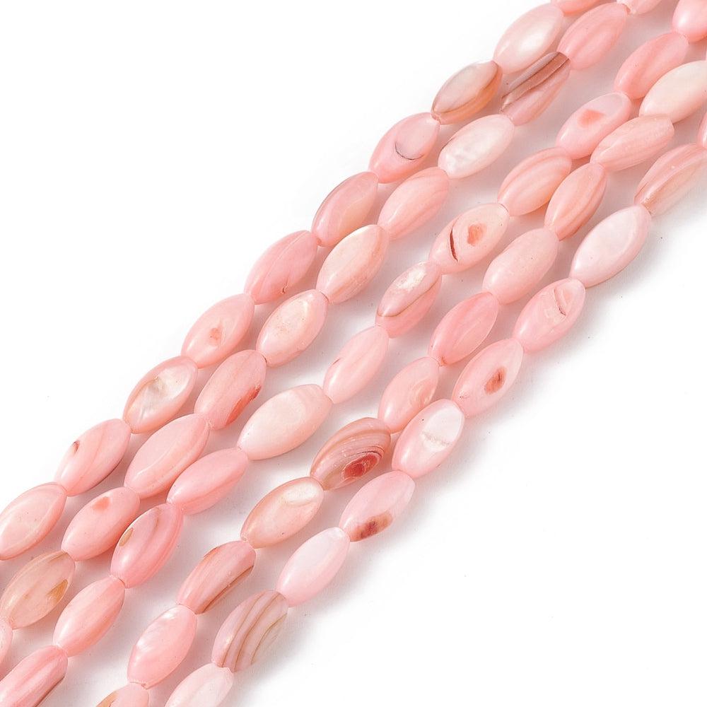 Kralen schelp rice roze 9,5x5mm- ±10 stuks-bedels-Kraaltjes van Renate