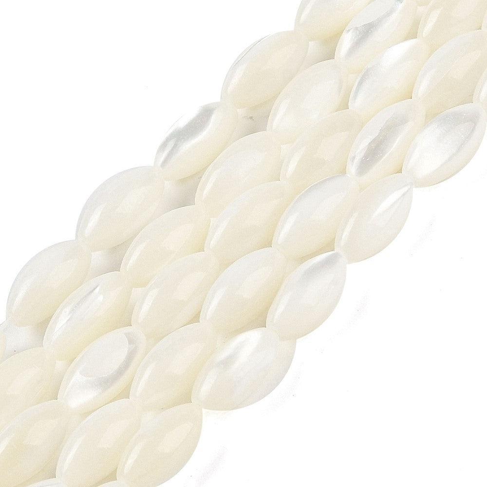 Schelp kralen ovaal Parelmoer wit 12x6mm - per stuk-Kralen-Kraaltjes van Renate