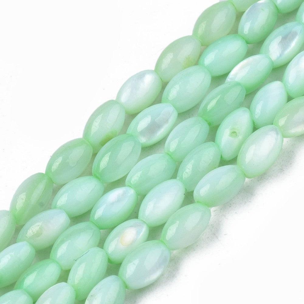 Schelp kralen ovaal Turquoise 5x3mm - per 10 stuks-Kralen-Kraaltjes van Renate