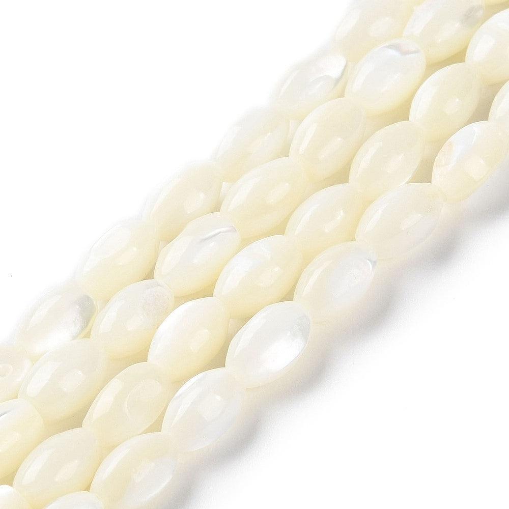 Schelp kralen ovaal Wit 5x3mm - per 10 stuks-Kralen-Kraaltjes van Renate