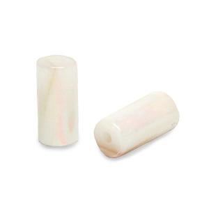 Schelp kralen tube Cream beige-AB coating 8x4mm - 2 stuks-Kraaltjes van Renate