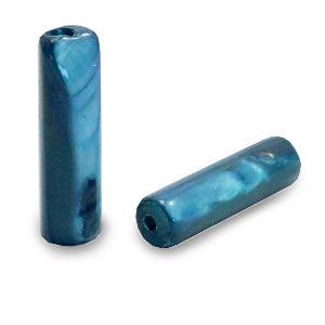 Schelp kralen tube Evening blue 8x4mm - 2 stuks-Kralen-Kraaltjes van Renate