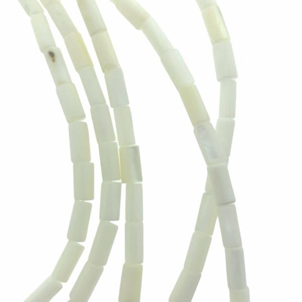 Schelp kralen tube Floral white 8x4mm - 6 stuks-Kraaltjes van Renate