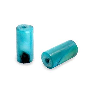 Schelp kralen tube Light petrol blue 8x4mm - 2 stuks-Kraaltjes van Renate