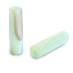 Schelp kralen tube Light turquoise green 14x4mm - 2 stuks-Kraaltjes van Renate