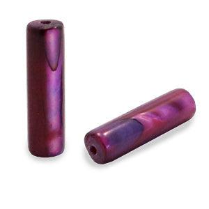 Schelp kralen tube Port red purple 14x4mm - 2 stuks-Kralen-Kraaltjes van Renate