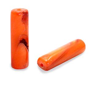 Schelp kralen tube Royal orange 14x4mm - 2 stuks-Kraaltjes van Renate