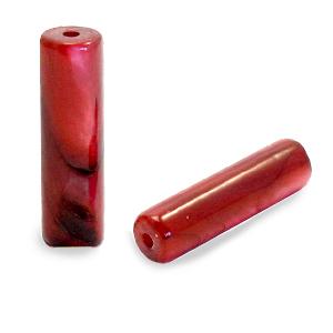 Schelp kralen tube Ruby red 14x4mm - 2 stuks-Kraaltjes van Renate