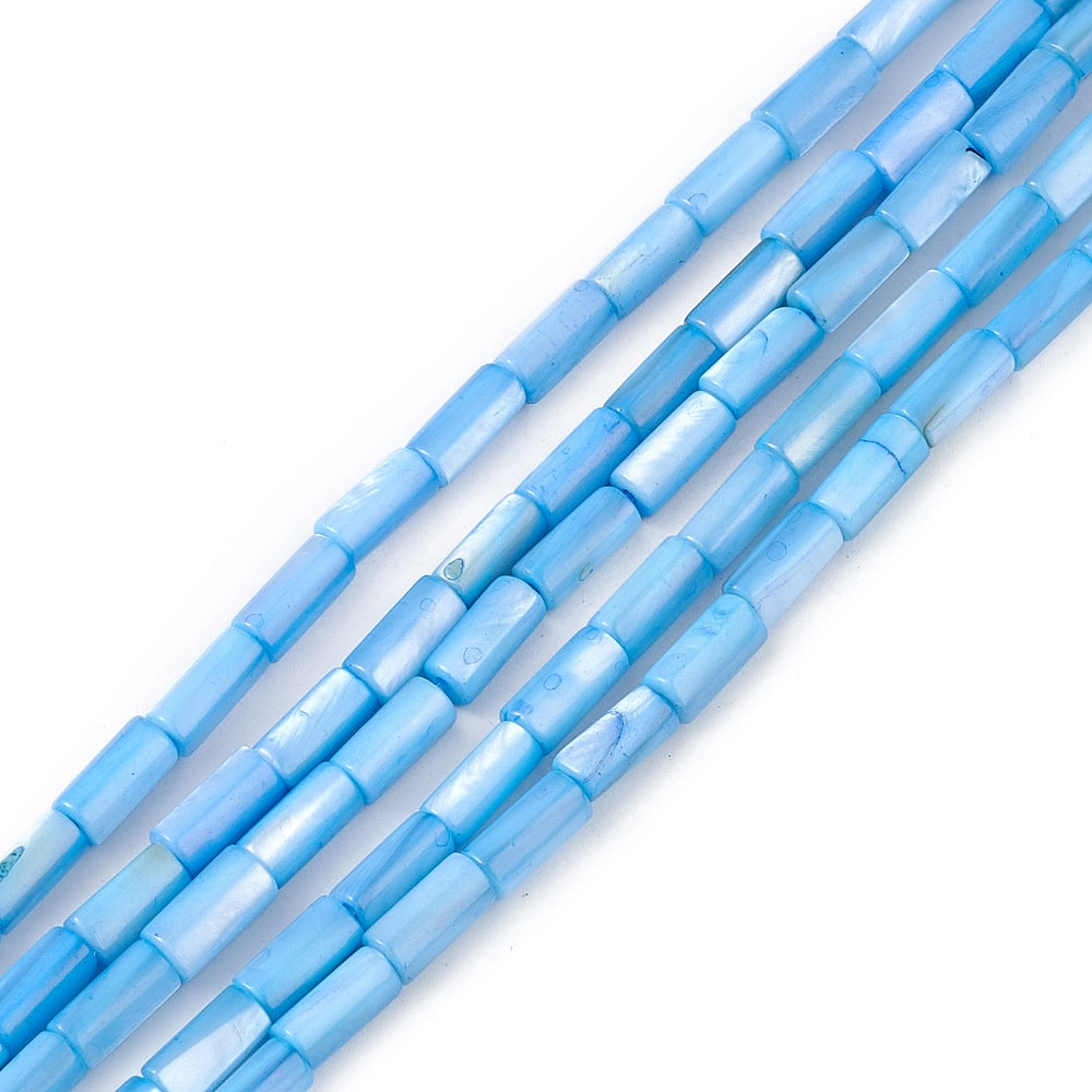 Schelp kralen tube blauw 8x4mm ~ per stuk-Kralen-Kraaltjes van Renate