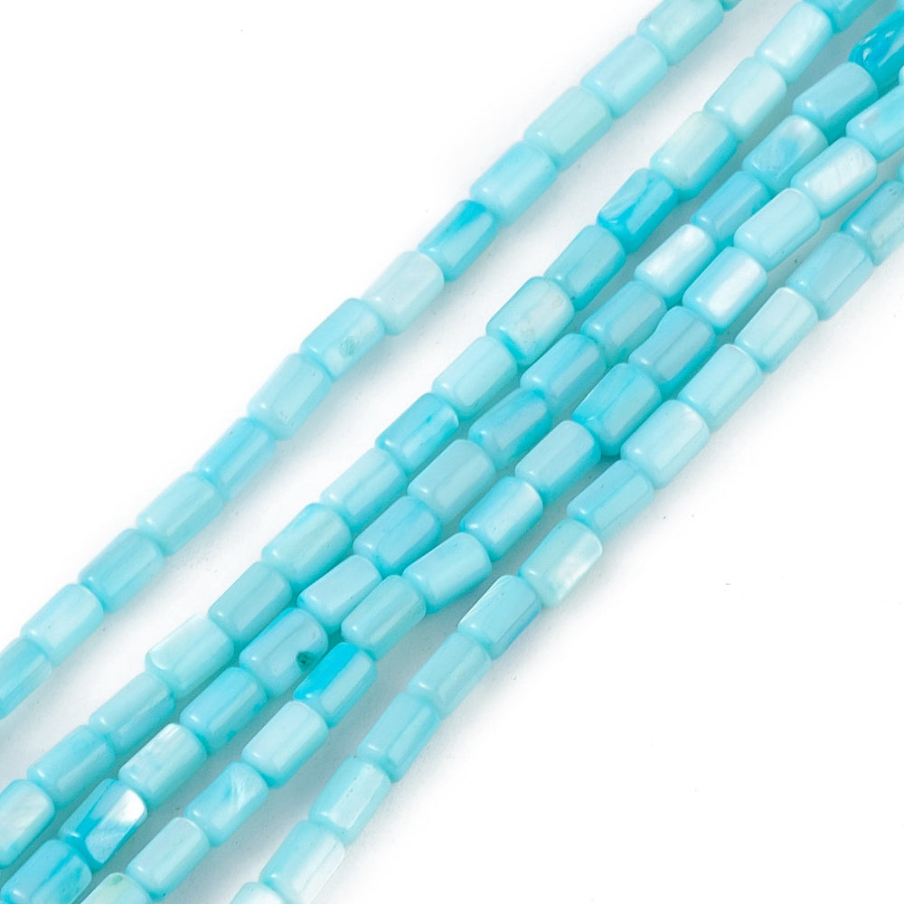 Schelp kralen tube blue 5x3mm ~ per 2 stuks-Kralen-Kraaltjes van Renate
