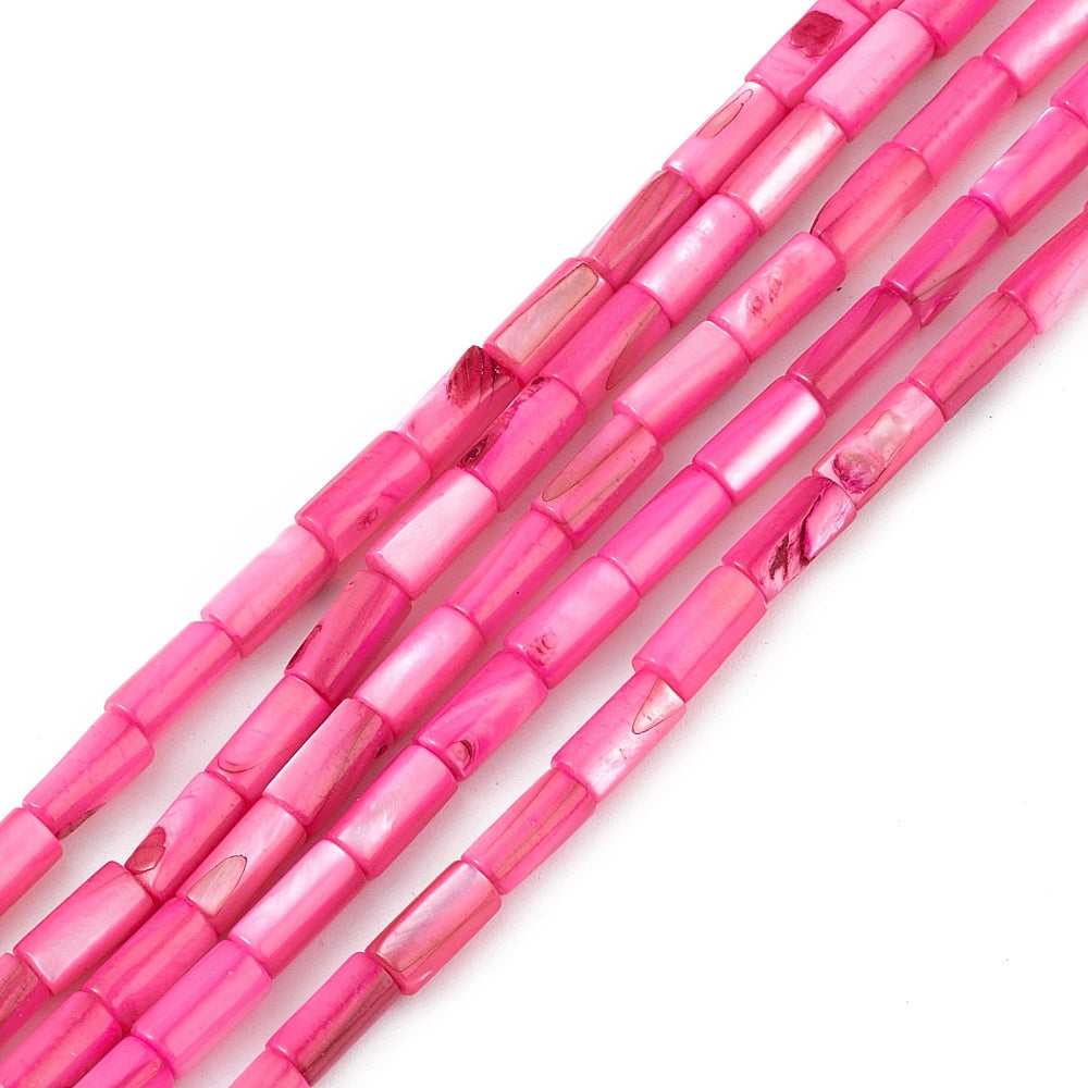 Schelp kralen tube deep pink 8x4mm ~ per stuk-Kralen-Kraaltjes van Renate
