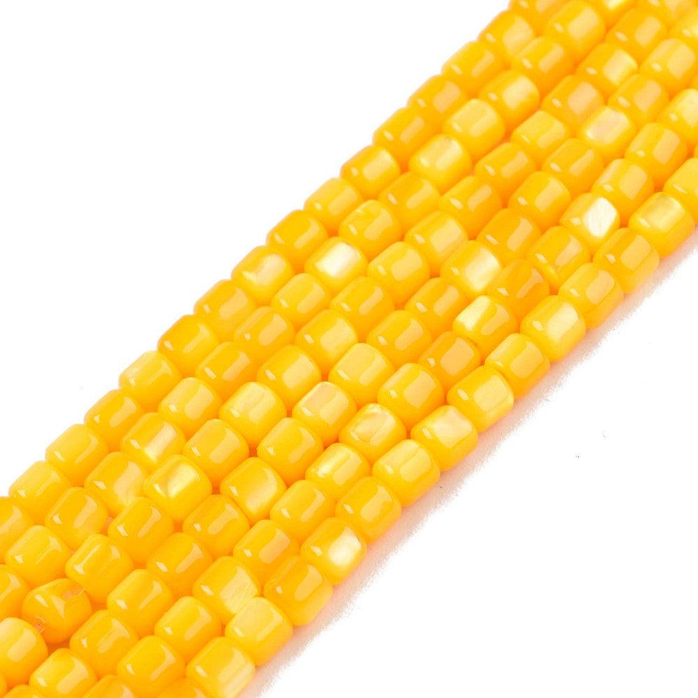 Schelp kralen tube geel 4mm ~ per stuk-Kralen-Kraaltjes van Renate