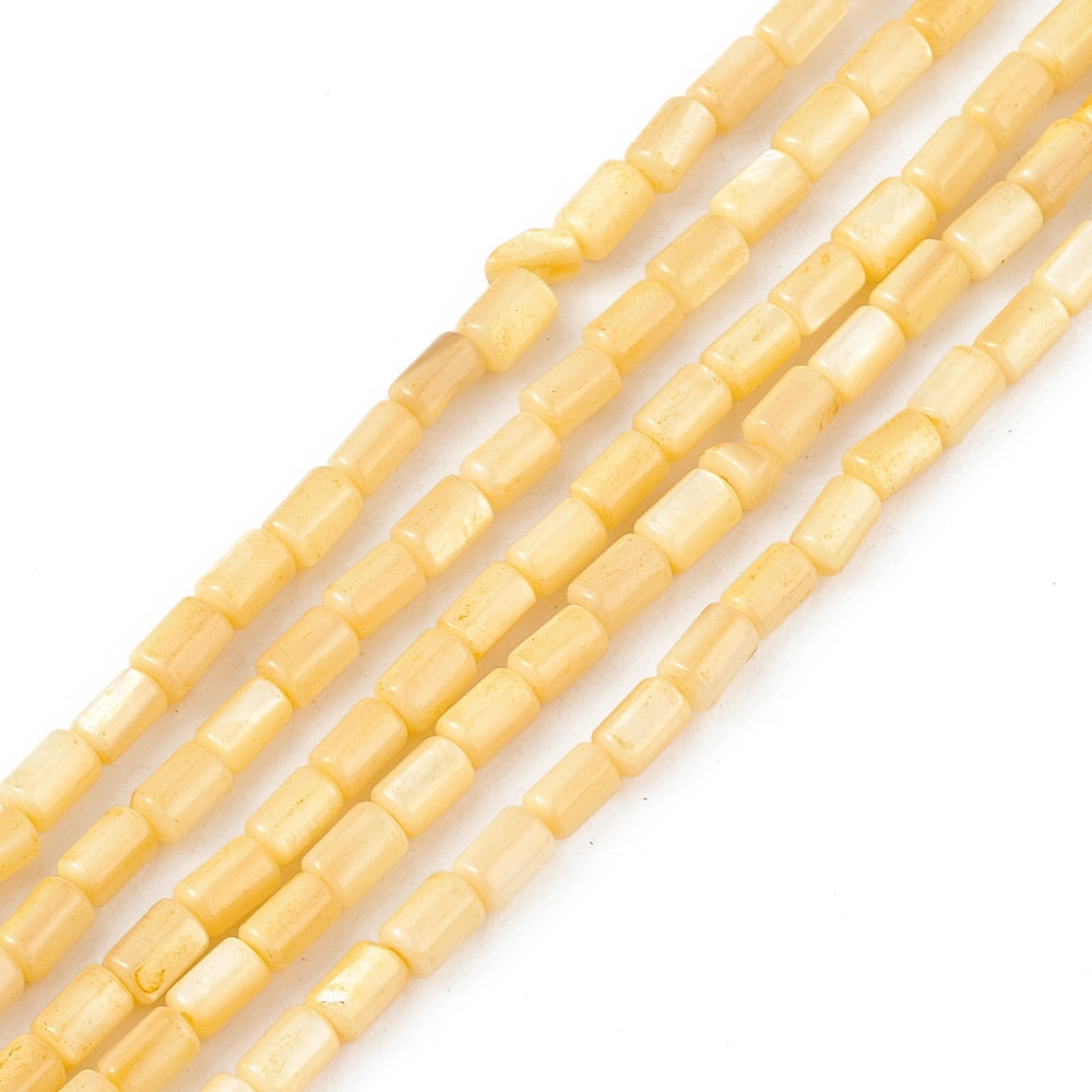 Schelp kralen tube geel 5x3mm ~ per 2 stuks-Kralen-Kraaltjes van Renate