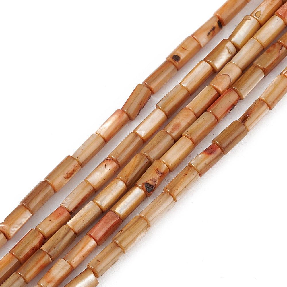 Schelp kralen tube goldenrod 8x4mm ~ per stuk-Kralen-Kraaltjes van Renate