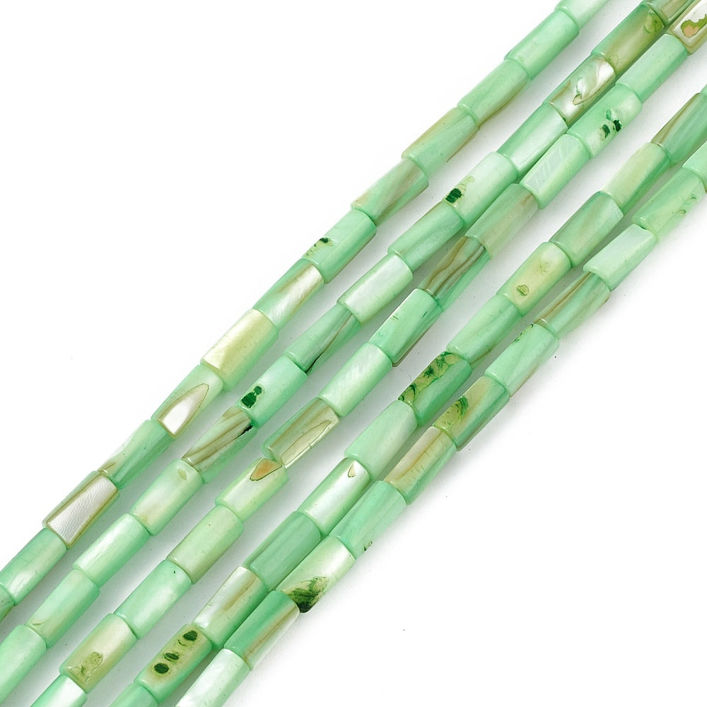 Schelp kralen tube groen 8x4mm ~ per stuk-Kralen-Kraaltjes van Renate