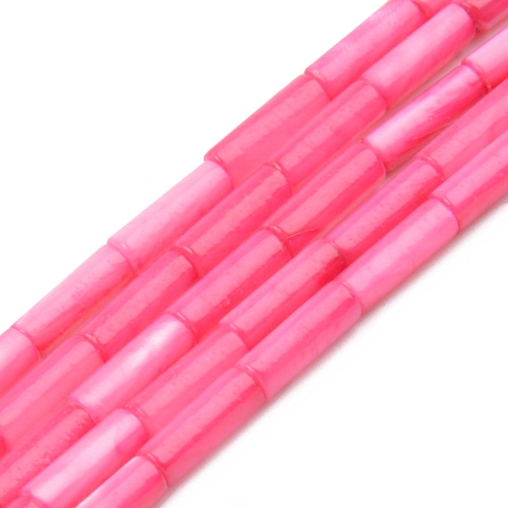 Schelp kralen tube hot pink 9x3mm ~ per stuk-Kralen-Kraaltjes van Renate