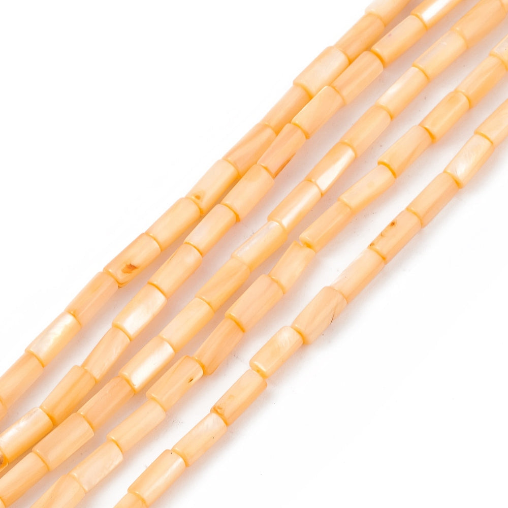 Schelp kralen tube licht oranje 8x4mm ~ per stuk-Kralen-Kraaltjes van Renate