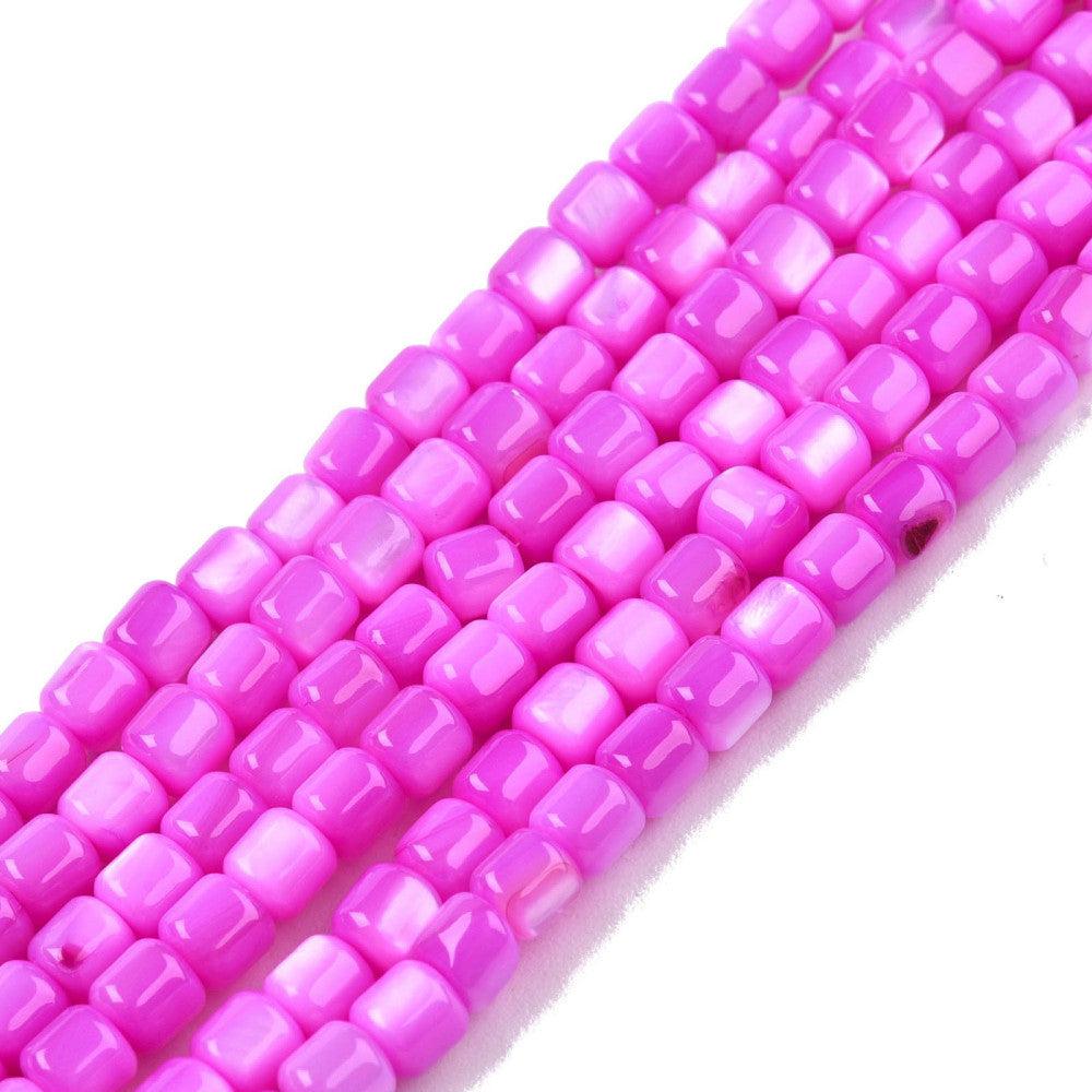 Schelp kralen tube magenta 4mm ~ per stuk-Kralen-Kraaltjes van Renate