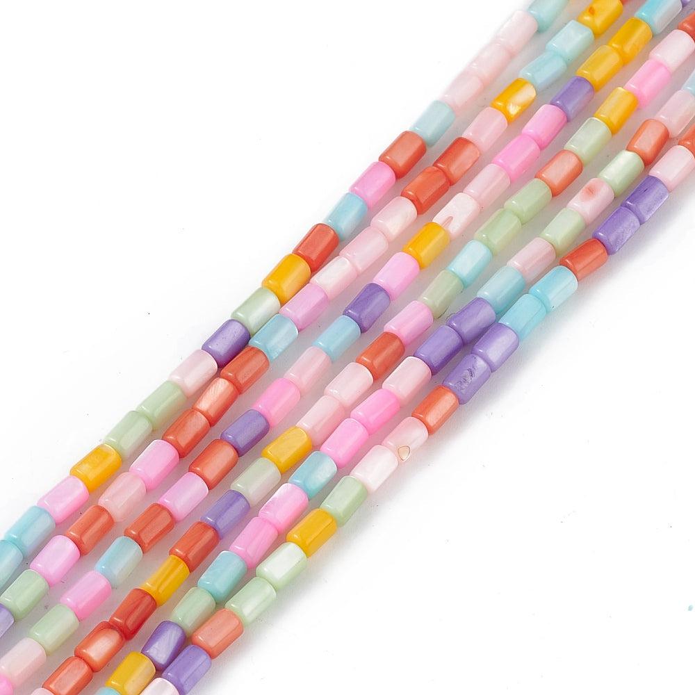 Schelp kralen tube mix 5x3mm ~ per streng-Kralen-Kraaltjes van Renate