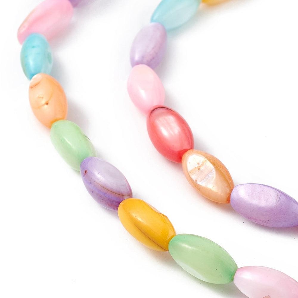 Schelp kralen tube multicolor 10x5mm - ±9 stuks-Kralen-Kraaltjes van Renate